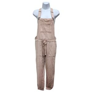 Wallflower Womens Pink Overalls Jumpsuit Drawstring Waist Casual Comfy Size M